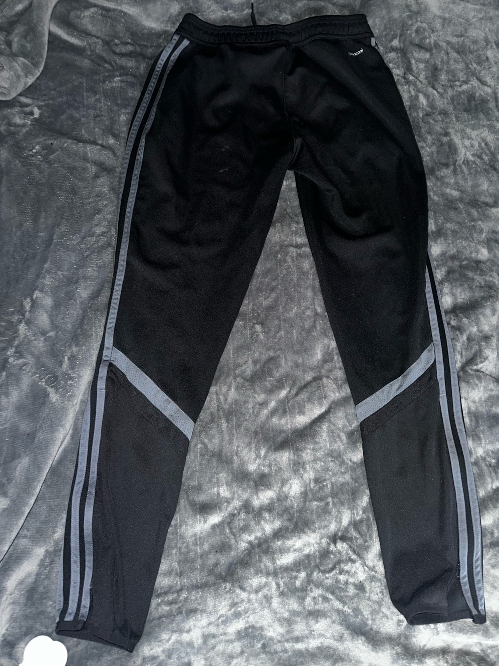 Youth Athletic Black Track Pants with Gray Stripe